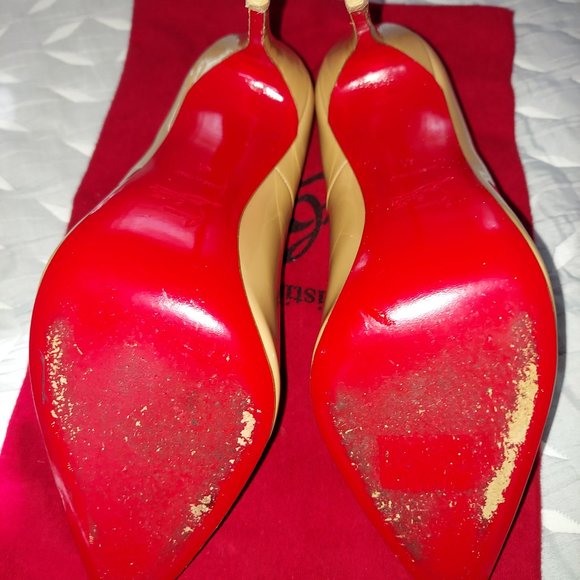 Christian Louboutin So Kate Patent Pointed-Toe Red Sole Pump Sz. US10 (Nude) - Picture 4 of 4
